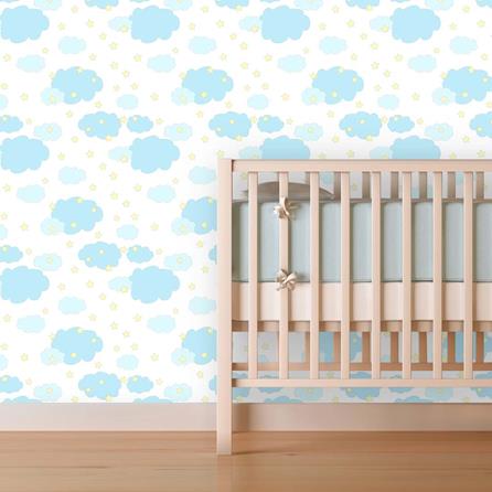 Papel de Parede Adesivo Nuvens e Estrelas Branco 86181088 - Papel na Parede