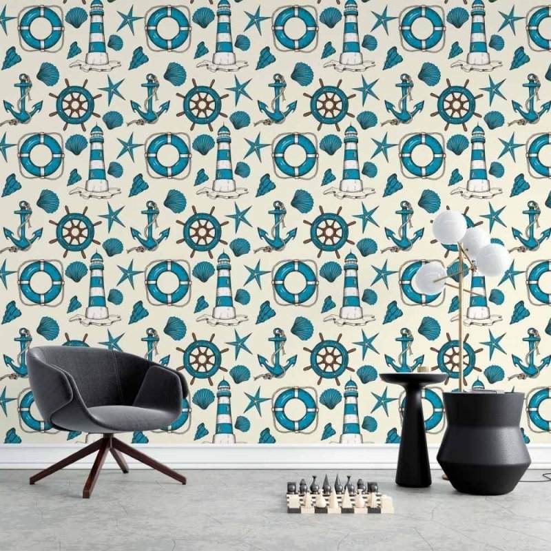 Papel de Parede Adesivo Oceano Marinho N015196 - Papel na Parede