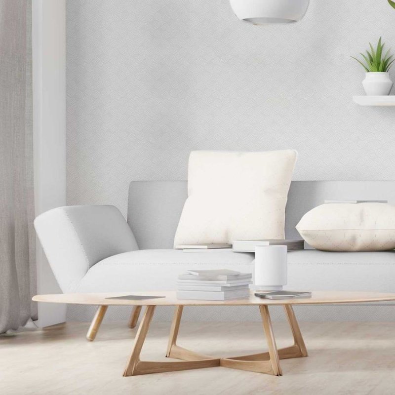 Papel de Parede Adesivo Off White ondas N06108 - Papel na Parede
