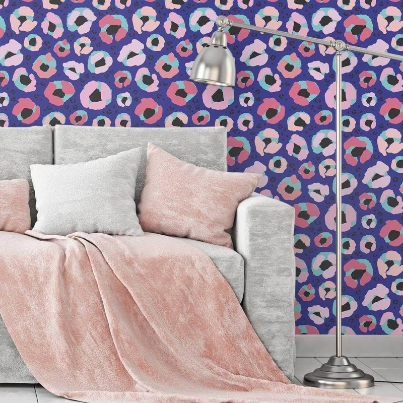 Papel de Parede Adesivo Oncinha Colorido Animal Print 212579800 - Papel na Parede