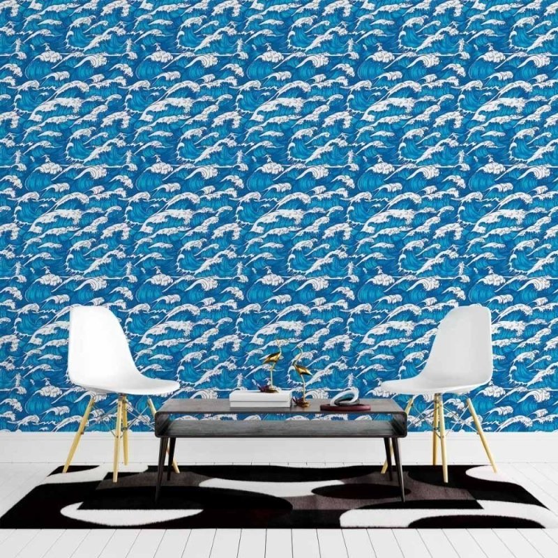 Papel de Parede Adesivo Ondas Hokusai N015160 - Papel na Parede