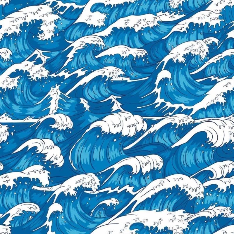 Papel de Parede Adesivo Ondas Hokusai N015160 - Papel na Parede
