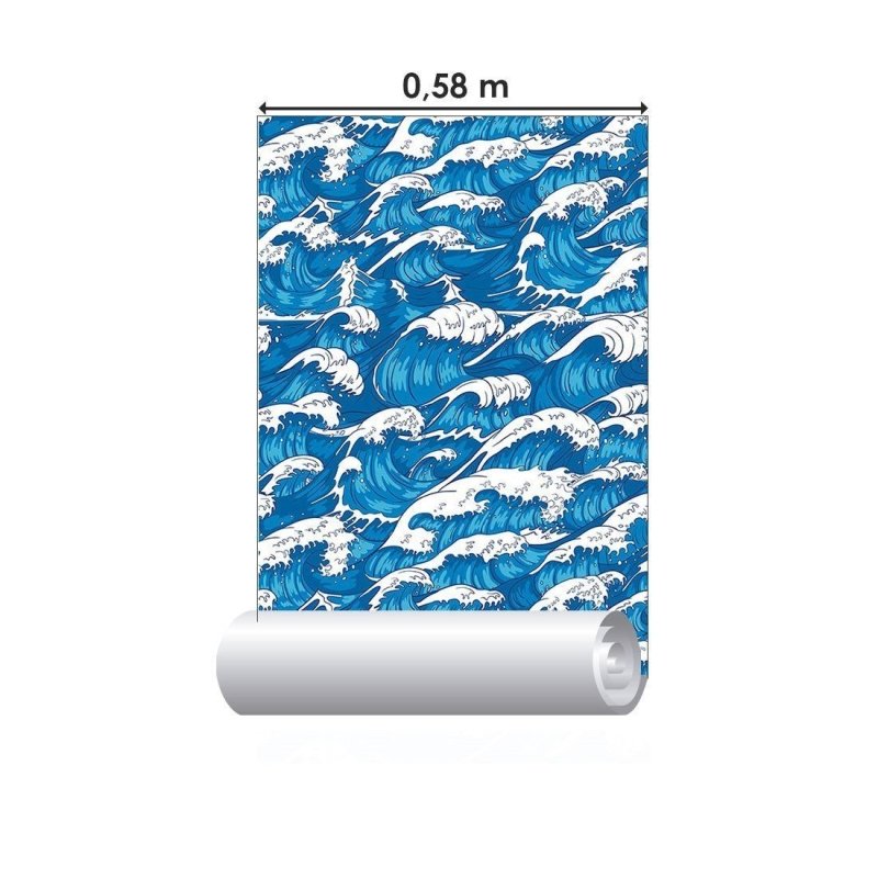 Papel de Parede Adesivo Ondas Hokusai N015160 - Papel na Parede