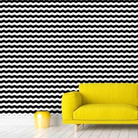 Papel de Parede Adesivo Ondas Preto e Branco 3923000 - Papel na Parede