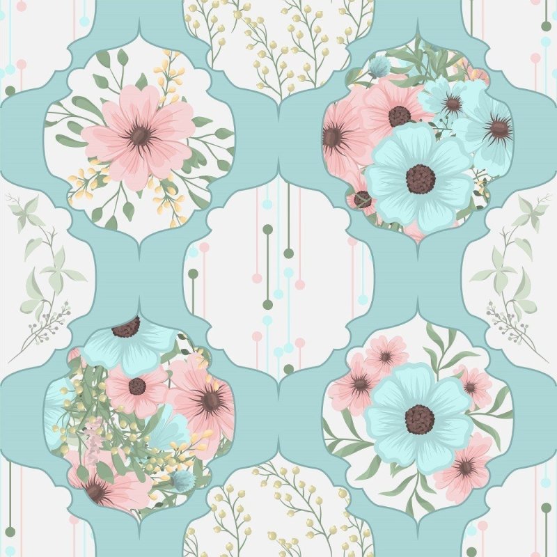 Papel de Parede Adesivo Ornamental Flores N014015 - Papel na Parede