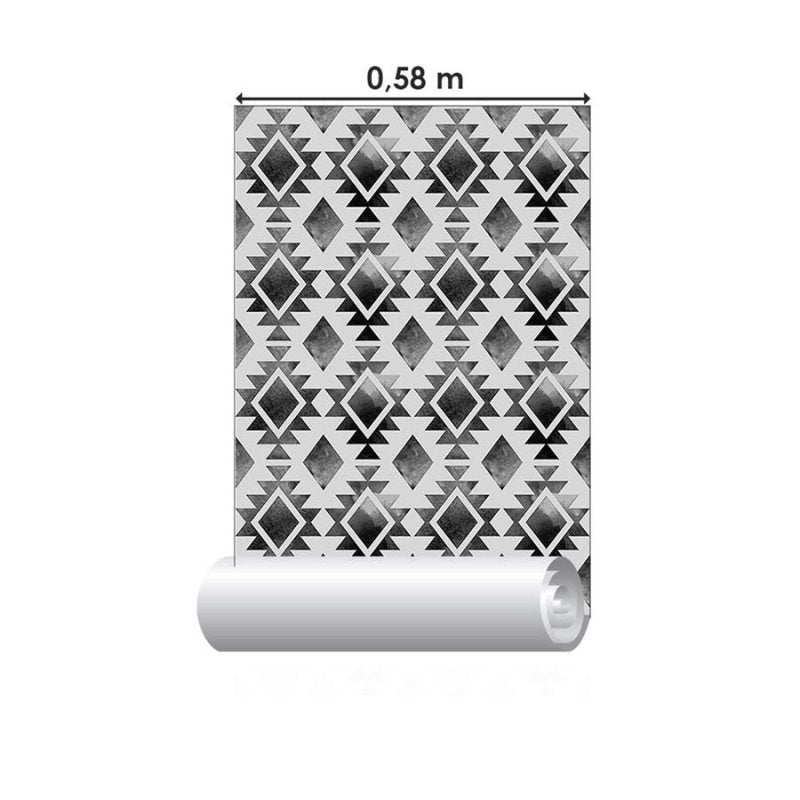 Papel de Parede Adesivo Padrão Étnico Monocromático N06088 - Papel na Parede