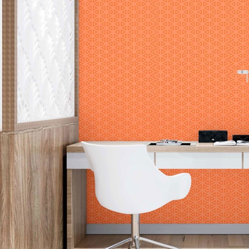 Papel de Parede Adesivo Padrão Geométrico Laranja N09033 - Papel na Parede