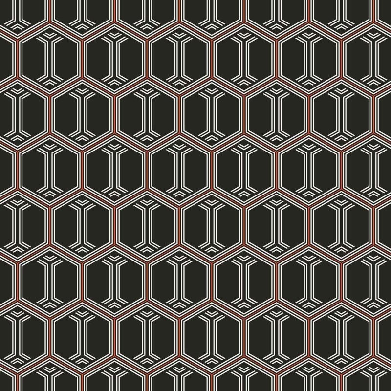 Papel de Parede Adesivo Padrão Geométrico Preto e Laranja N07061 - Papel na Parede