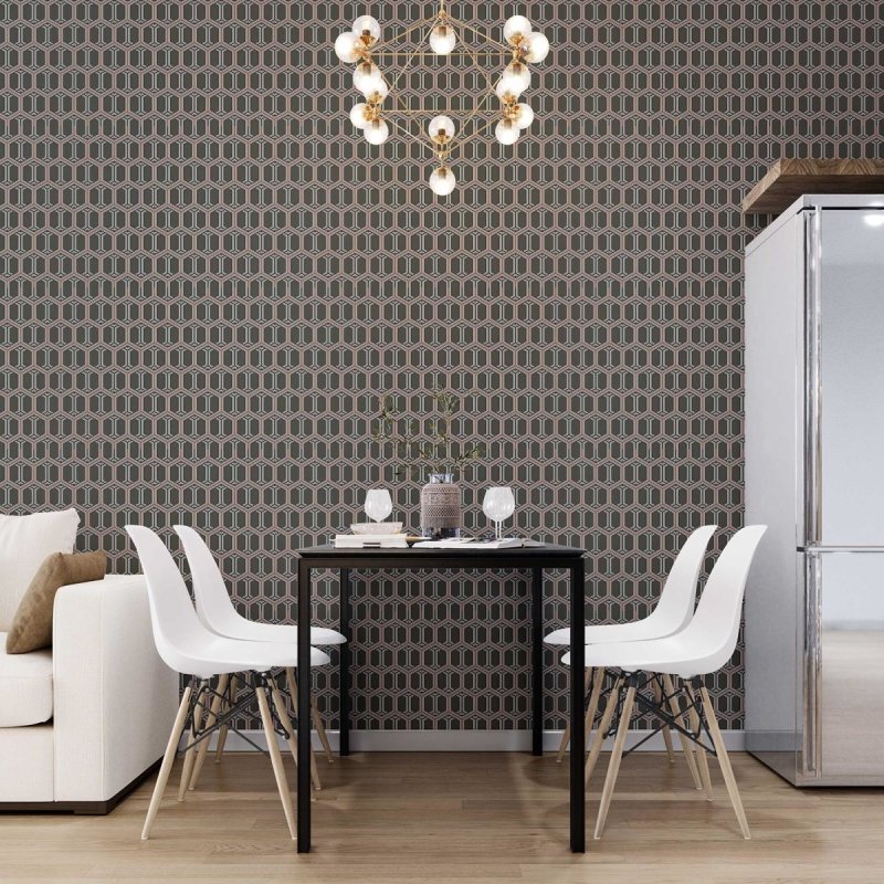 Papel de Parede Adesivo Padrão Geométrico Preto e Laranja N07061 - Papel na Parede