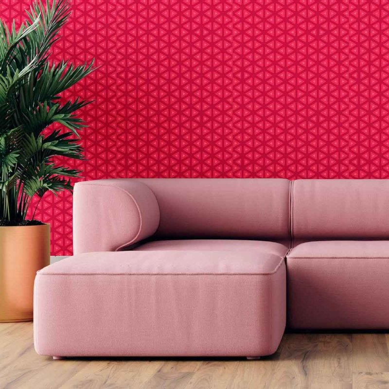 Papel de Parede Adesivo Padrão Geométrico Vermelho N09030 - Papel na Parede