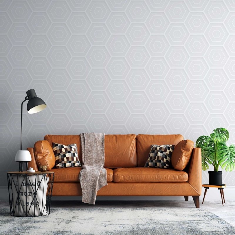Papel de Parede Adesivo Padrão Hexágono Off White N05127 - Papel na Parede