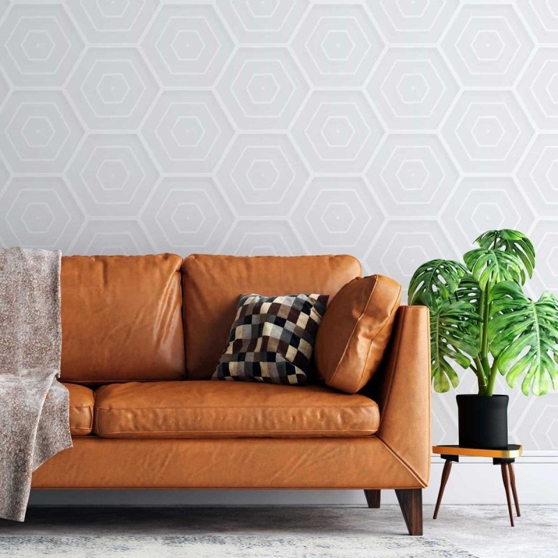 Papel de Parede Adesivo Padrão Hexágono Off White N05127 - Papel na Parede