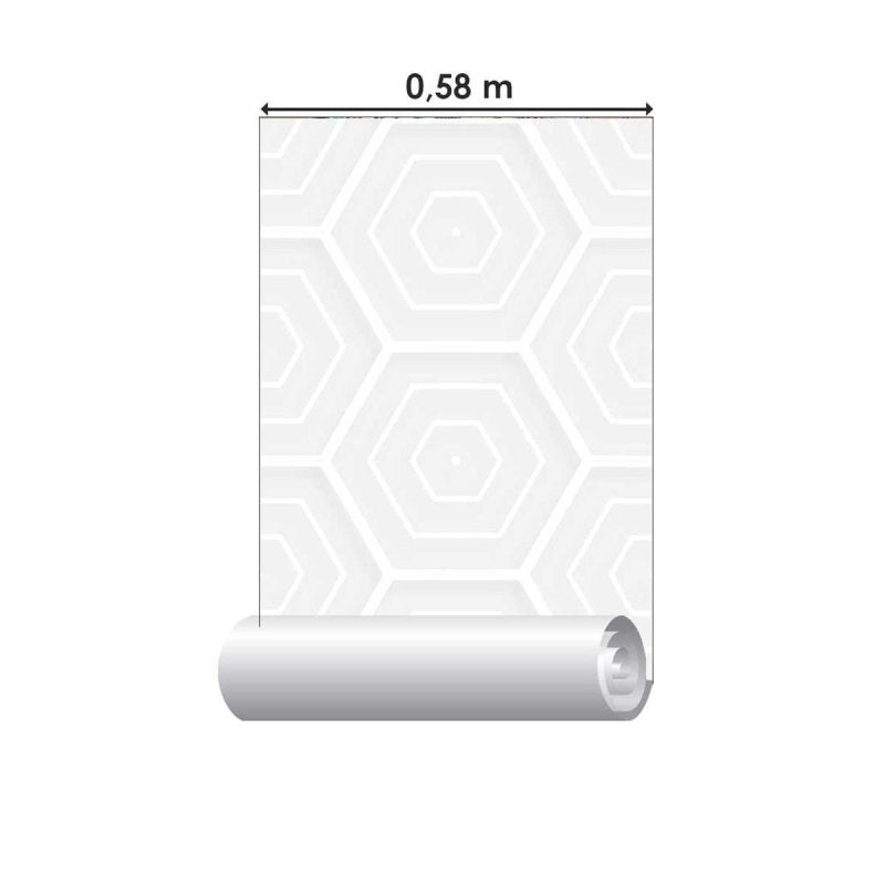 Papel de Parede Adesivo Padrão Hexágono Off White N05127 - Papel na Parede