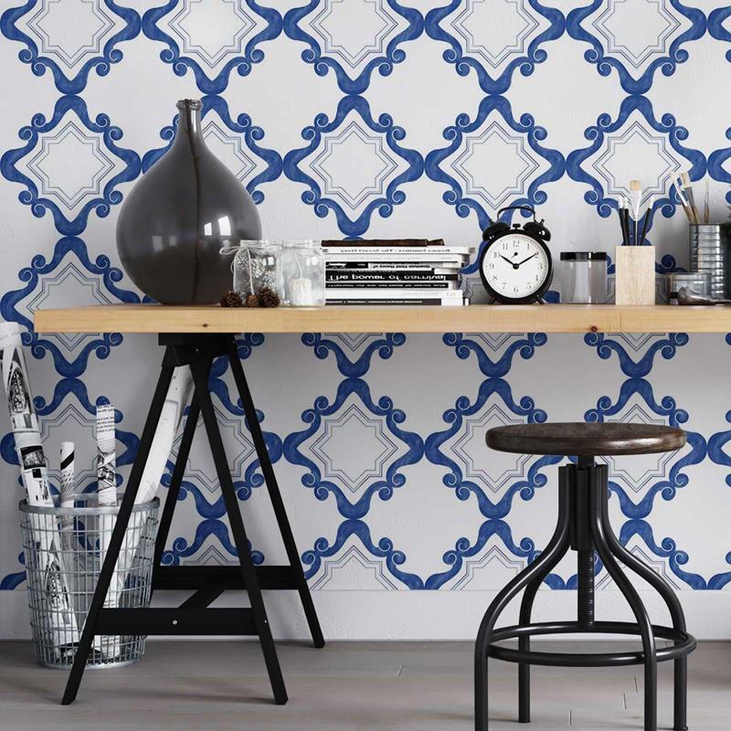 Papel de Parede Adesivo Padrão Português Vintage N05214 - Papel na Parede