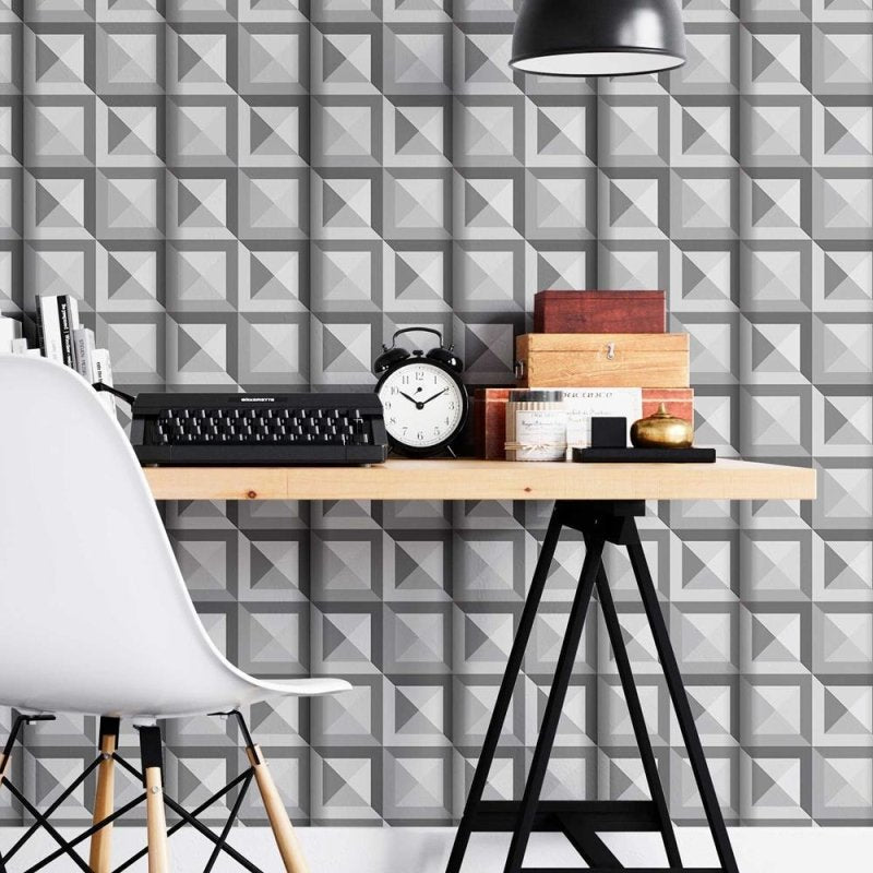 Papel de Parede Adesivo Padrões cinzas N08226 - Papel na Parede