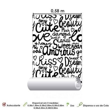 Papel de Parede Adesivo Palavras Branco e Preto 202312222 - Papel na Parede