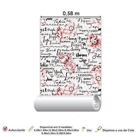 Papel de Parede Adesivo palavras flor rosa 384751909 - Papel na Parede
