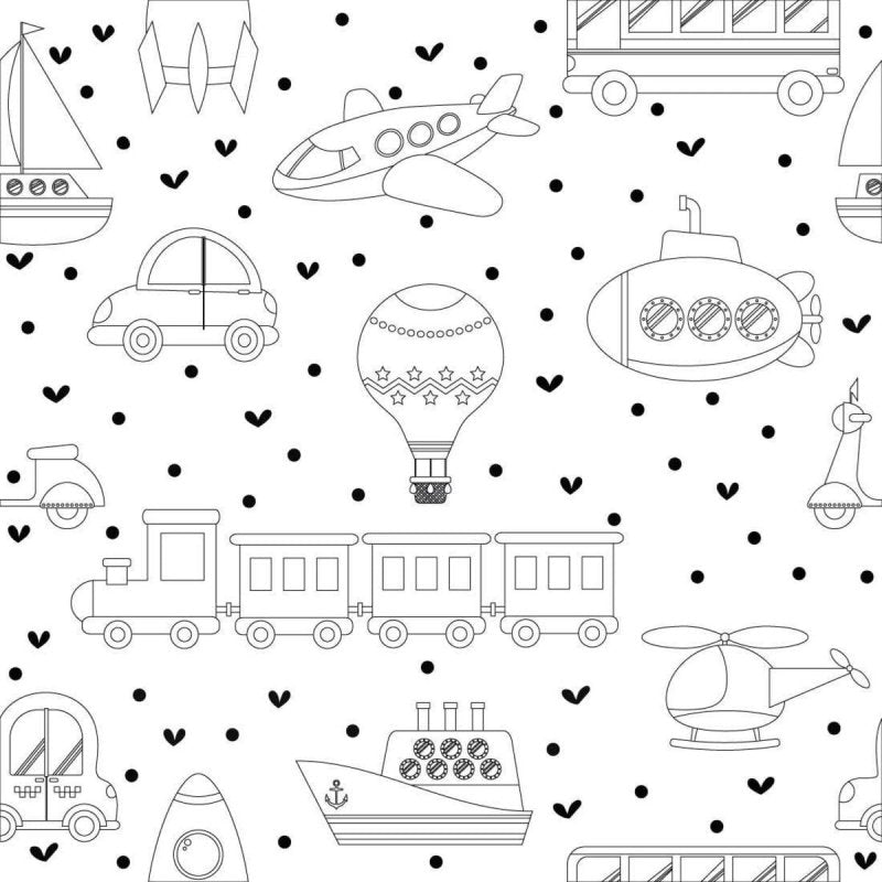 Papel de Parede Adesivo para Colorir Carro Avião 4854643 - Papel na Parede