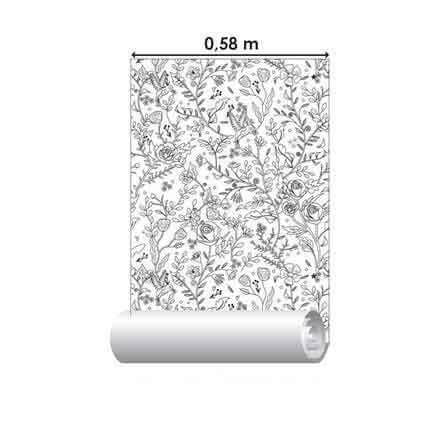 Papel de Parede Adesivo Para Colorir Floral 312983702 - Papel na Parede