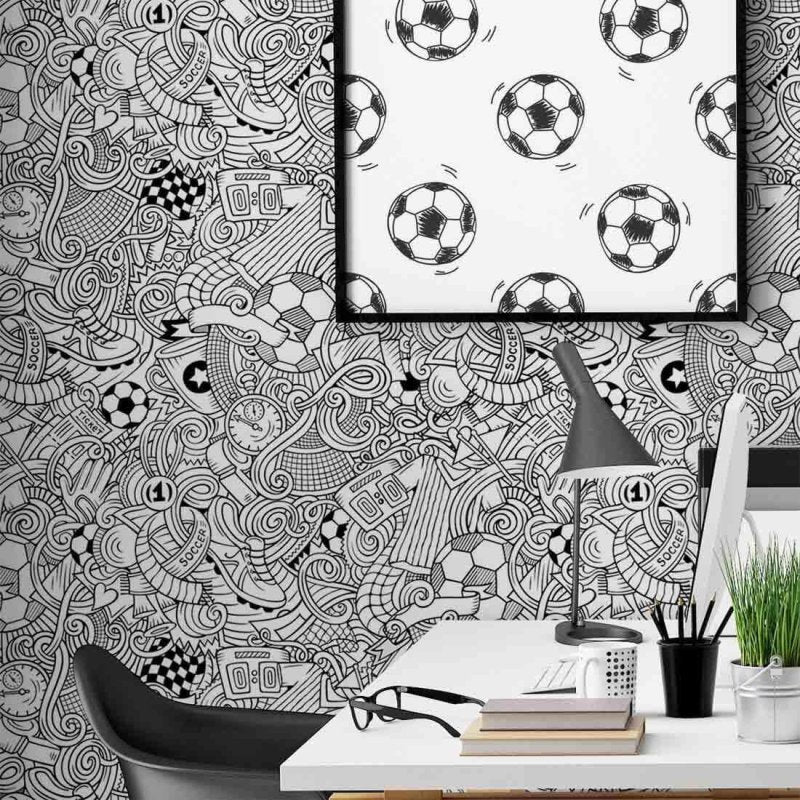 Papel de Parede Adesivo para Colorir Futebol 759425191 - Papel na Parede