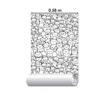Papel de Parede Adesivo Para Colorir Gatinhos 553657750 - Papel na Parede