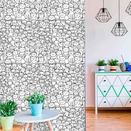 Papel de Parede Adesivo Para Colorir Gatinhos 553657750 - Papel na Parede