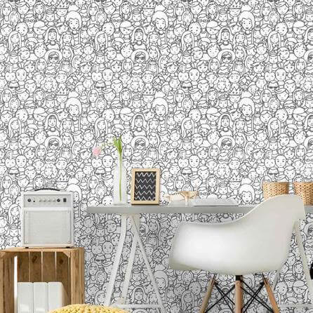 Papel de Parede Adesivo Para Colorir Rostos 350523113 - Papel na Parede