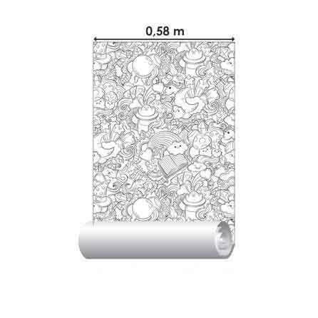 PAPEL DE PAREDE ADESIVO PARA COLORIR UNICÓRNIO 27201 - Papel na Parede