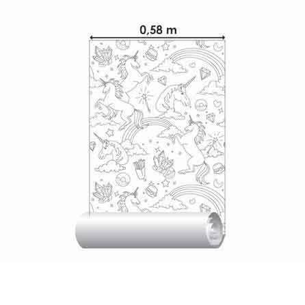 Papel de Parede Adesivo Para Colorir Unicórnio kids 3001 - Papel na Parede