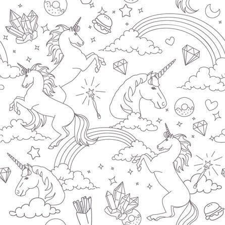 Papel de Parede Adesivo Para Colorir Unicórnio kids 3001 - Papel na Parede