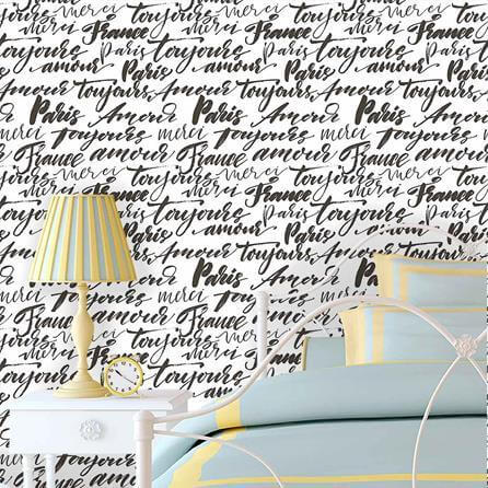 Papel de Parede Adesivo Paris Preto e Branco 112301458 - Papel na Parede