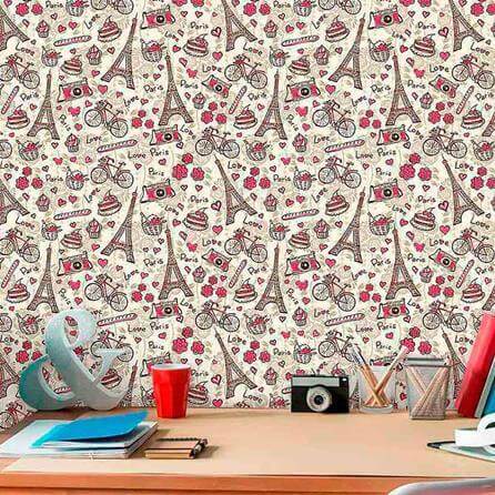 Papel de Parede Adesivo Paris Rosa 207508309 - Papel na Parede