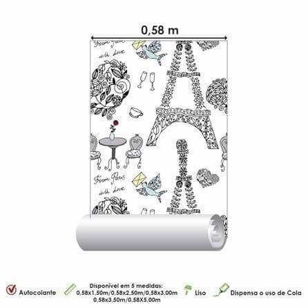 Papel de Parede Adesivo Paris Torre Eiffel 284065658 - Papel na Parede