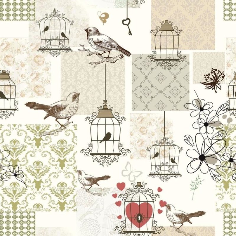 Papel de Parede Adesivo Passarinhos N011024 - Papel na Parede