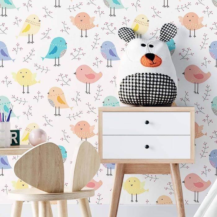 Papel de Parede Adesivo Passaro Infantil N02070 - Papel na Parede