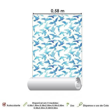 Papel de Parede Adesivo Pássaros Aquarela Azul 386870734 - Papel na Parede