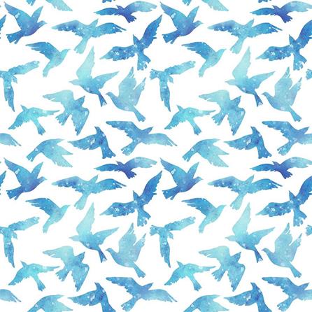 Papel de Parede Adesivo Pássaros Aquarela Azul 386870734 - Papel na Parede