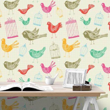 Papel de Parede Adesivo Pássaros Coloridos 1024 - Papel na Parede