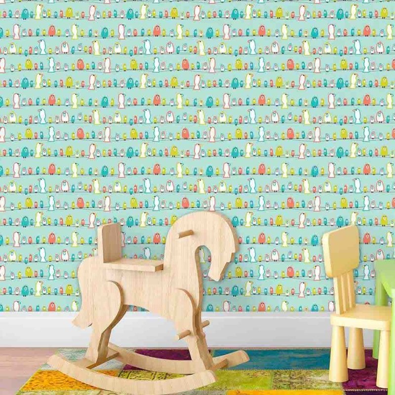 Papel de Parede Adesivo Pássaros Coloridos 1393 - Papel na Parede