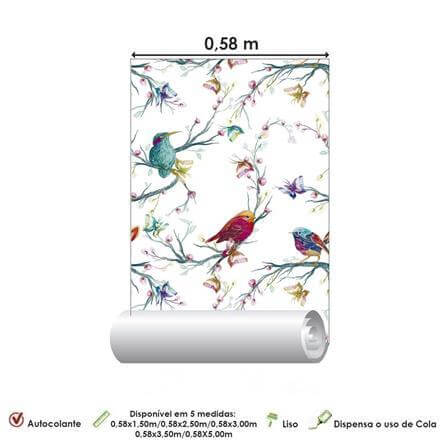 Papel de Parede Adesivo Pássaros Coloridos 592086791 - Papel na Parede