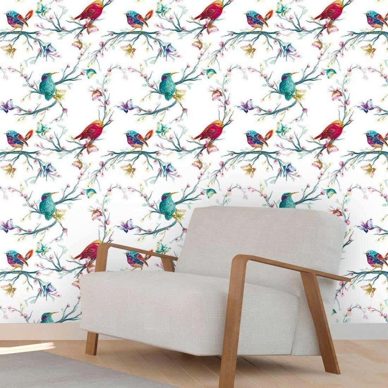 Papel de Parede Adesivo Pássaros Coloridos 592086791 - Papel na Parede
