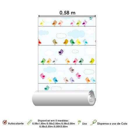 Papel de Parede Adesivo Pássaros Coloridos 73164274 - Papel na Parede