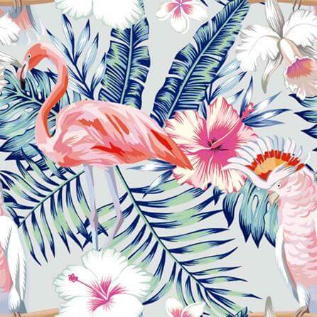 Papel de Parede Adesivo Pássaros Flamingo Floral 538460995 - Papel na Parede