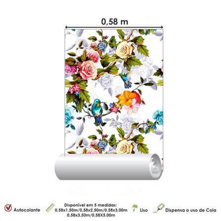 Papel de Parede Adesivo Pássaros Floral 512895871 - Papel na Parede