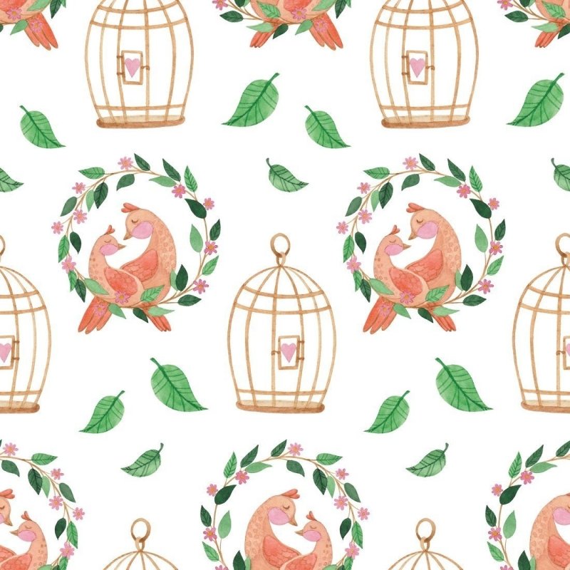 Papel de Parede Adesivo Pássaros no Jardim N018102 - Papel na Parede