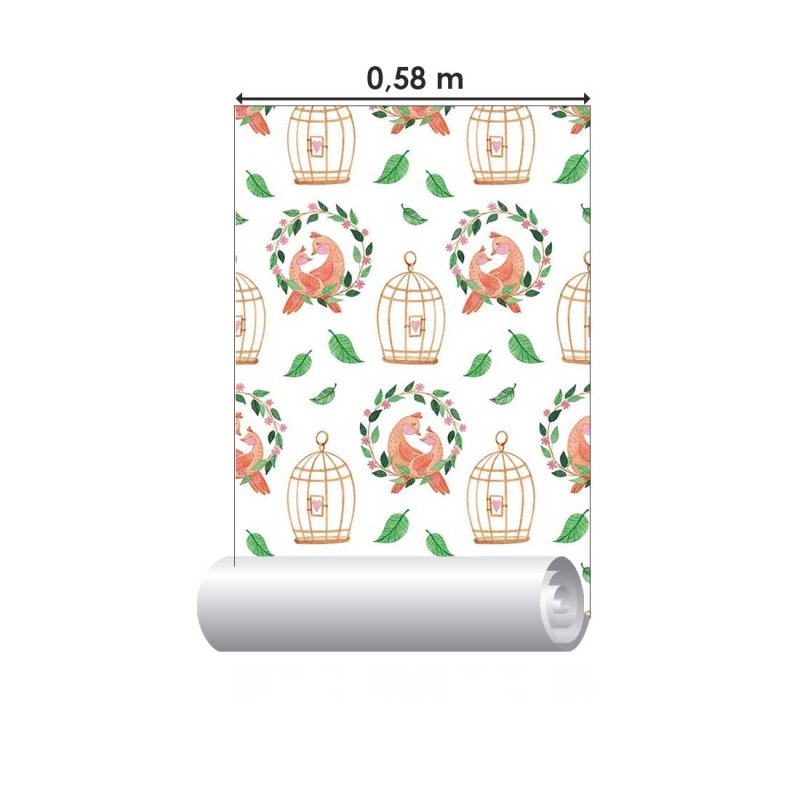 Papel de Parede Adesivo Pássaros no Jardim N018102 - Papel na Parede