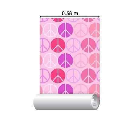 Papel de Parede Adesivo Paz e Amor Rosa 0201 - Papel na Parede