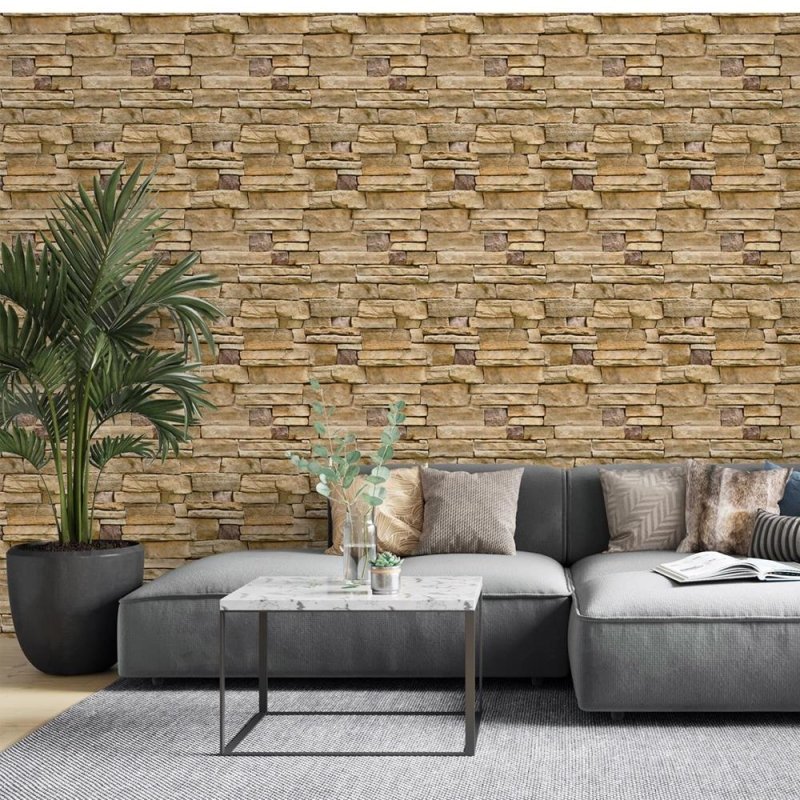 Papel de Parede Adesivo Pedras 3D Bege NP051 - Papel na Parede