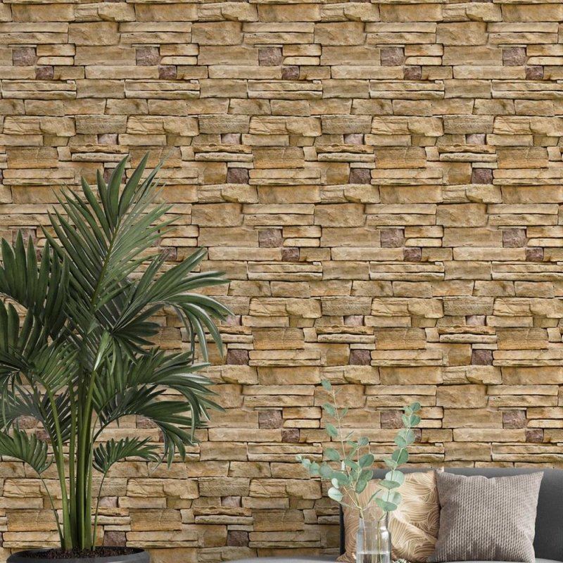 Papel de Parede Adesivo Pedras 3D Bege NP051 - Papel na Parede