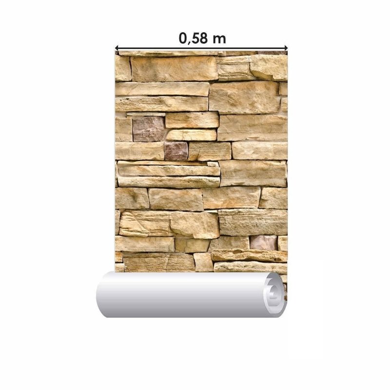 Papel de Parede Adesivo Pedras 3D Bege NP051 - Papel na Parede